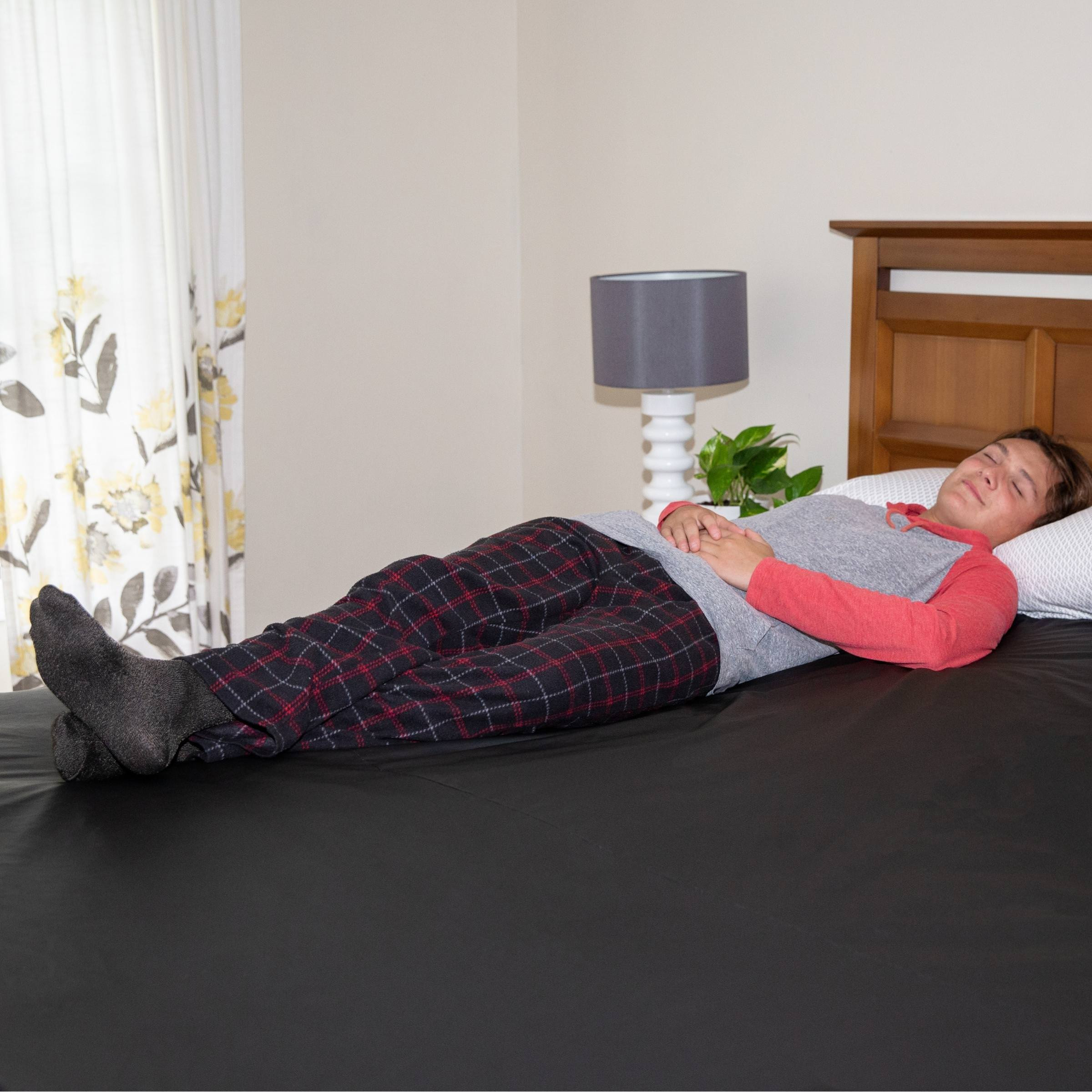 Earthing Grounded Socks On Mattres Cover.Jpg