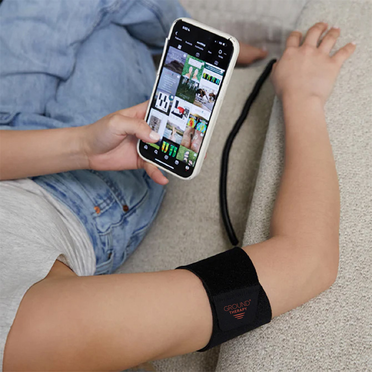 Universal Band On Arm While On Phone.Jpg